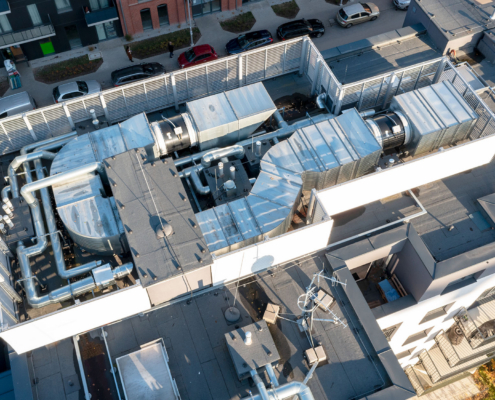 Ventilation And Air Conditioning System On The Roof Of The House